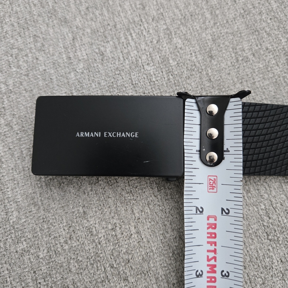 Armani Exchange Black Textured Belt – Logo Buckle – Men’s Designer Belt - Picture 2 of 5